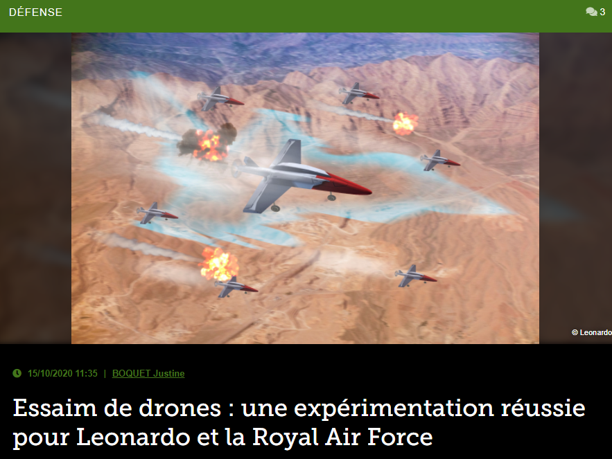 Essaim de drones : une expérimentation réussie pour Leonardo et la Royal Air Force