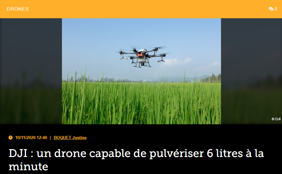 DJI : un drone capable de pulvériser 6 litres à la minute